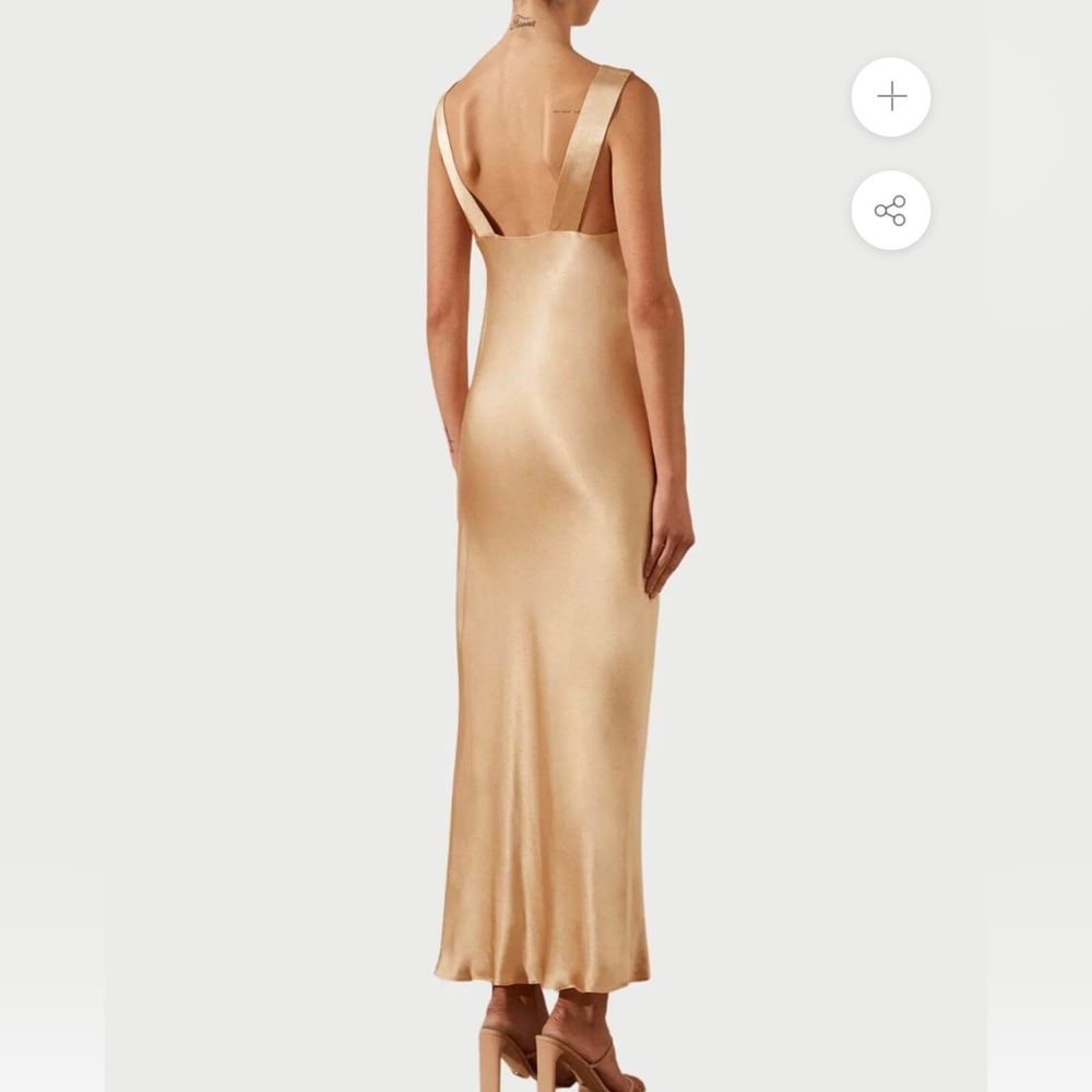 Shona Joy Plunged La Lune Midi Dress - in color Porcini - Picture 3 of 10